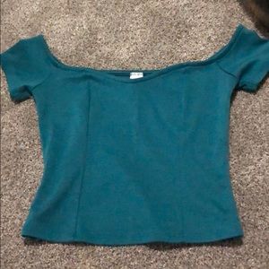 go jane blue crop top off the shoulder top